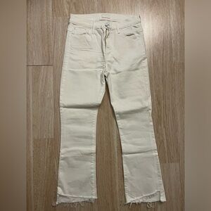 Mother The Insider Crop Step Fray Hem Jeans, size 28, color:white